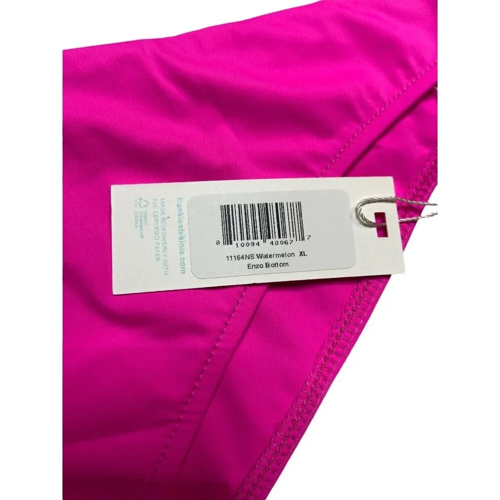 NWT Frankies Bikinis Enzo Cheeky Bikini Pink Bottom-sz XL